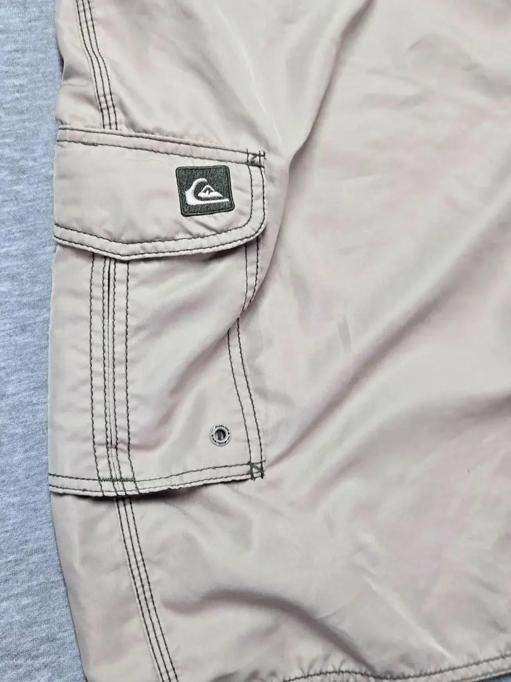 Quiksilver Shorts Mens 30 Beige Board Swim Trunks Cargo Pockets Surf Beach